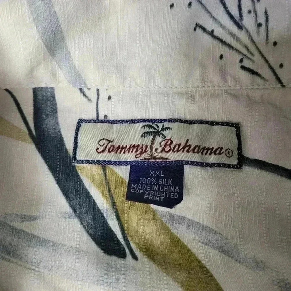 Tommy Bahama Shirt Mens 2XL Biege Floral Short Sleeve Hawaiian 100% Silk - Picture 3 of 8